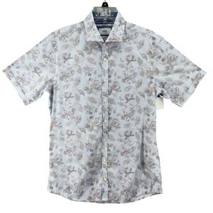 Brax Feel Good Shirt Mens Sz S Floral Striped‎ Hi-Flex Modern Fit Hardy P